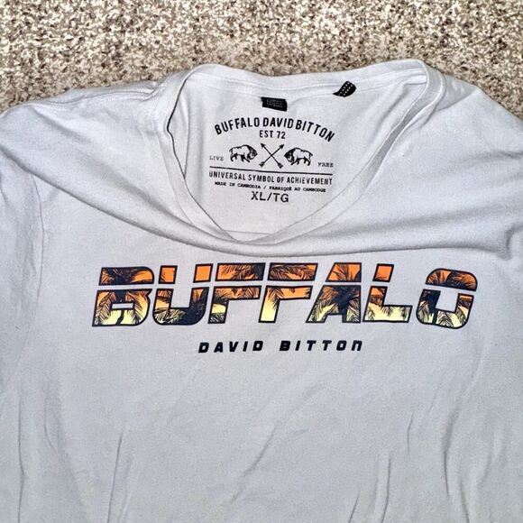 Buffalo David Bitton Men's Graphic Logo Tee T-Shirt in White Size XL - Picture 2 of 8